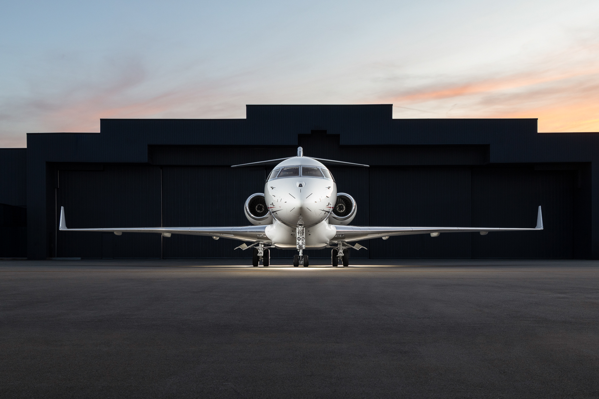 Aircraft exterior looking head on.